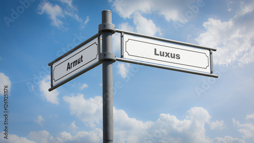 Quadro su tela Signposts the direct way to luxury versus poverty