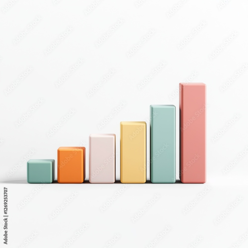 A colorful bar graph shows increasing values, representing growth and progress in a clean, minimalistic design. A colorful bar graph shows increasing values, representing growth and progress in a clean, minimalistic design.