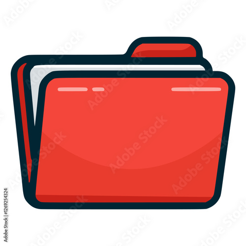 red folder data file flat color vector illustration template design