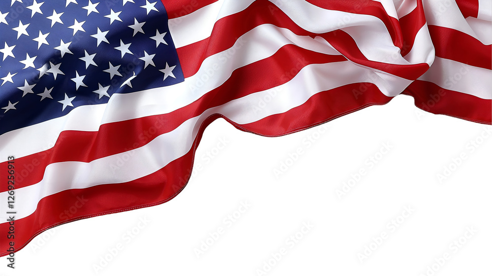 American Flag Draped Patriotic Red, White, and Blue, USA Stars Symbol, isolated on transparent background. American Flag Draped Patriotic Red, White, and Blue, USA Stars Symbol, isolated on transparent background.