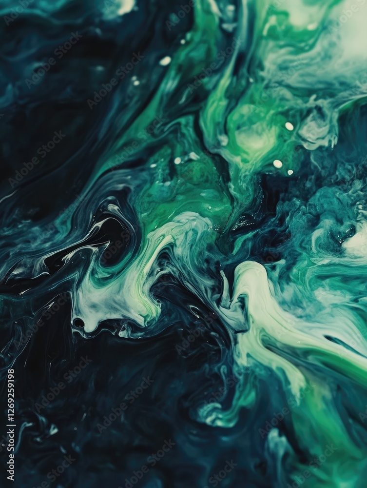 Emerald Depths, An Abstract Fluid Artscape of Teal and Jade Swirls Emerald Depths, An Abstract Fluid Artscape of Teal and Jade Swirls