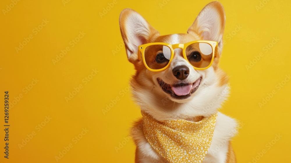 Playful Corgi Dog in Summer Style Playful Corgi Dog in Summer Style