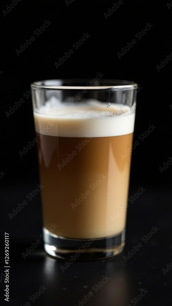 Glass cup of hot cappuccino coffee, latte with whipped cream. Idea for a delicious breakfast at home or in a cafe. Photo minimalism in low key Glass cup of hot cappuccino coffee, latte with whipped cream. Idea for a delicious breakfast at home or in a cafe. Photo minimalism in low key