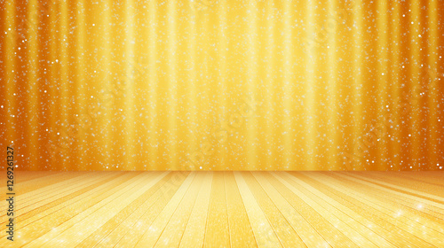 Golden wooden floor stage background