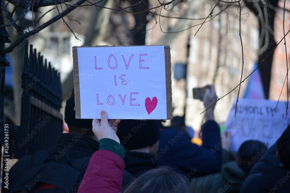 Sign at a rally for trans rights in New York City.