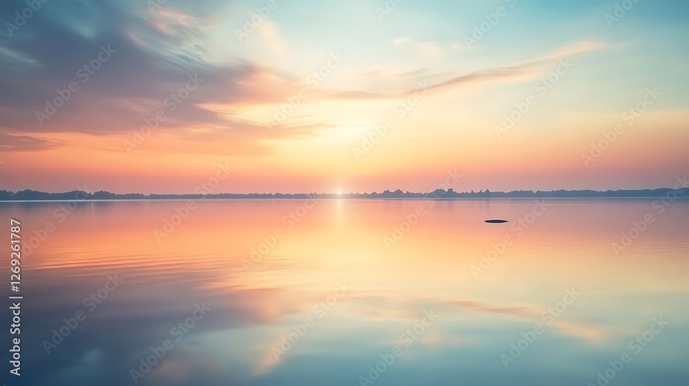 Serene Sunset Over Calm Lake Water Reflections Serene Sunset Over Calm Lake Water Reflections