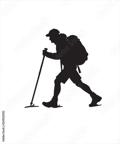 man-hiking-silhouette-white-backgroud