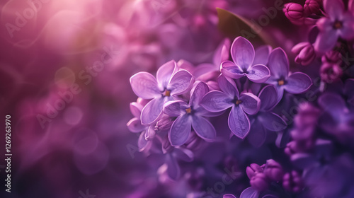 Beautiful purple background created from close-up shots of lilac flowers, showcasing the delicate spring blooms of lilacs in a dark photo.