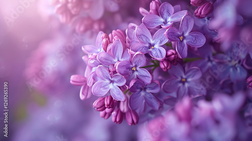 Beautiful purple background created from close-up shots of lilac flowers, showcasing the delicate spring blooms of lilacs in a dark photo.