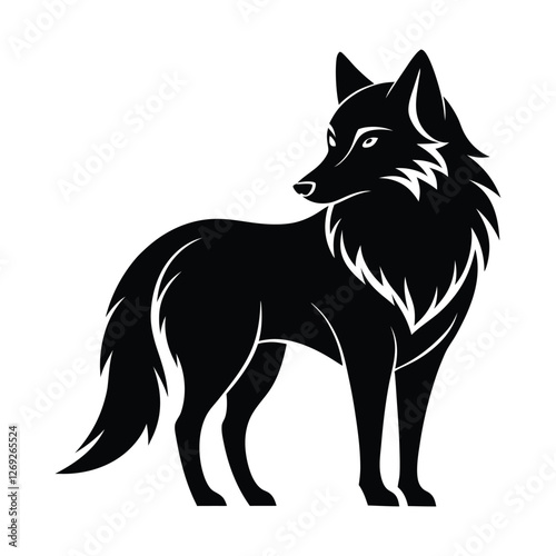 Wolf icon logo black silhouette vector illustration