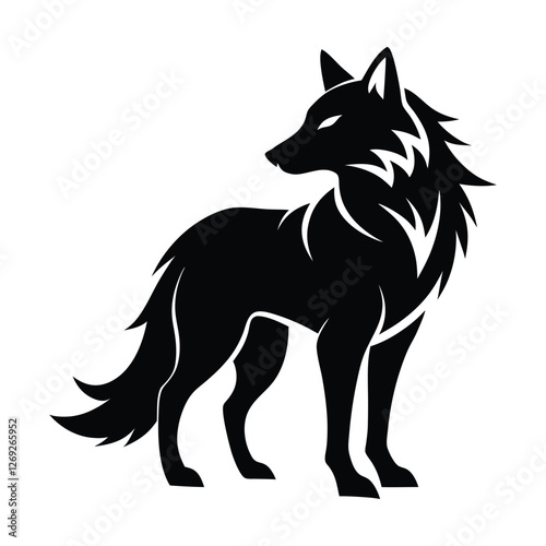 Wolf icon logo black silhouette vector illustration