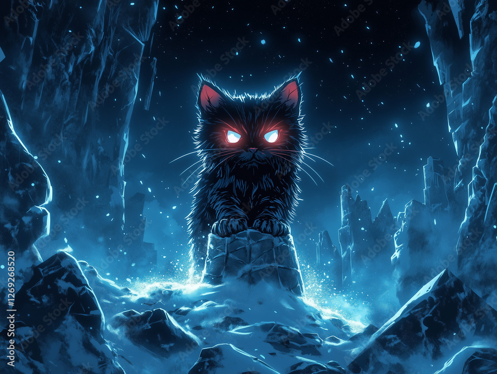 Fototapeta black cat on a dark background