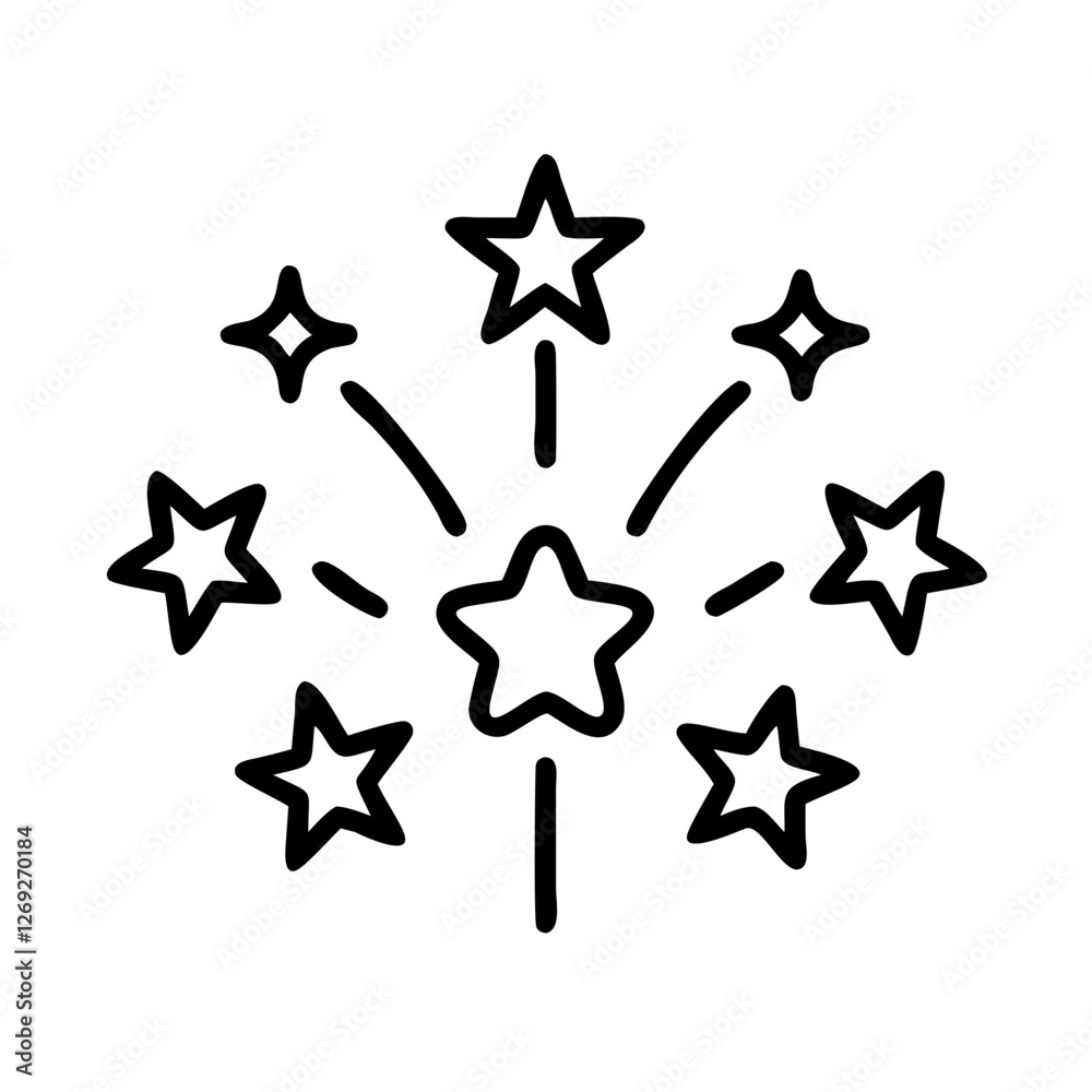 Sparkling stars with radiating lines on white background Sparkling stars with radiating lines on white background