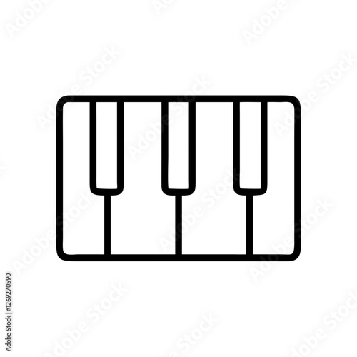 Piano keyboard outline on white background