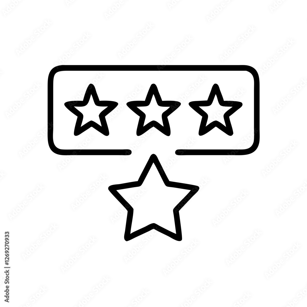 Vector outline store rating icon with three stars representing customer feedback and review Vector outline store rating icon with three stars representing customer feedback and review