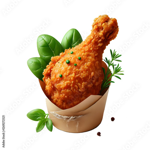 fried chicken leg isolated on white background