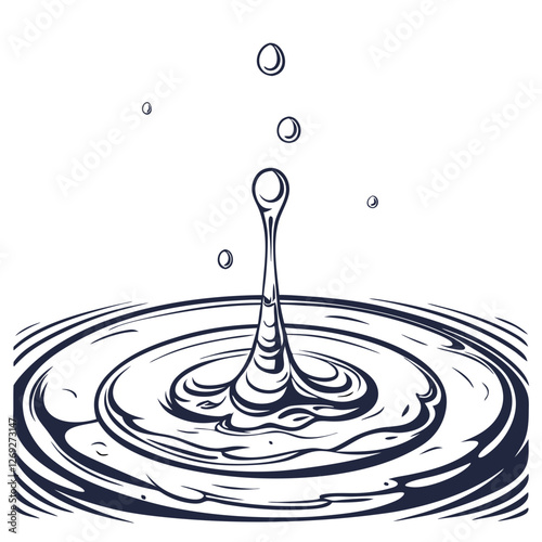 Drop of water VECTOR, water, drop, splash, liquid, ripple, blue, wave, abstract, splashing, rain, droplet, macro, circle, clear, nature, white, falling, raindrop, drops, wet, milk, ripples, reflection