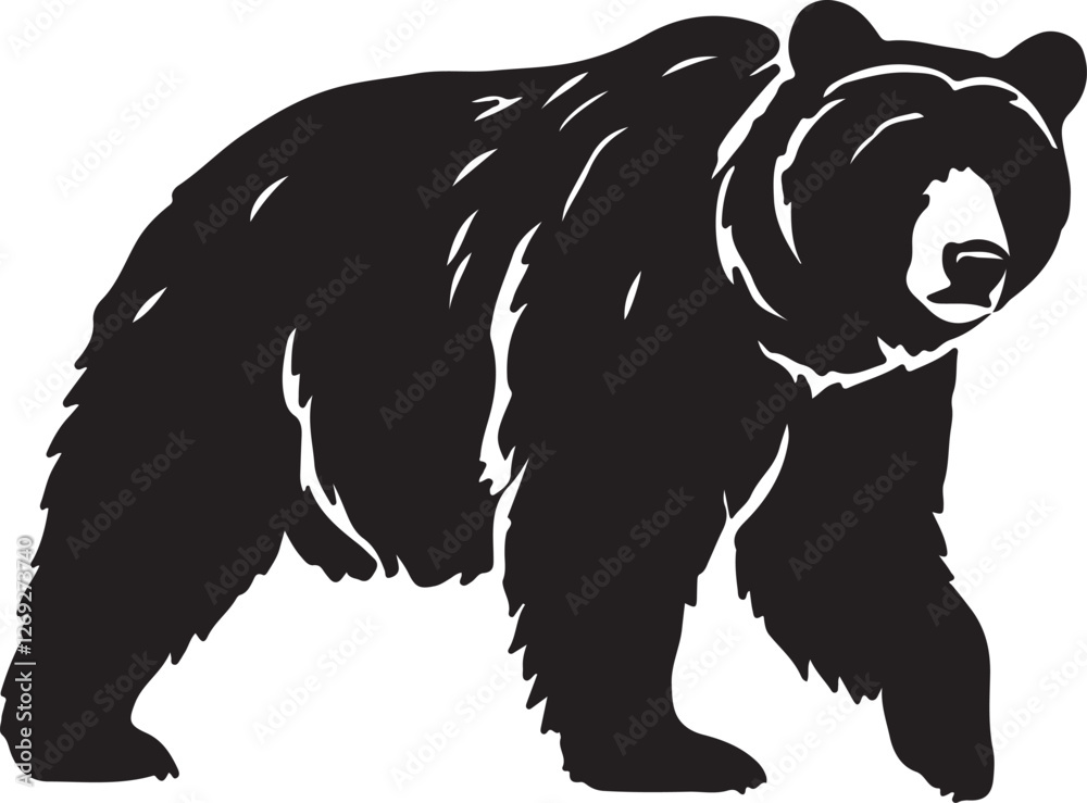 Obraz premium Bear animal vector silhouette , clip art, and symbol. Shilhouette of animal concept and simple design