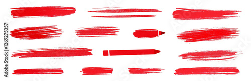 Colorful hand-drawn marker lines set isolated on a transparent background