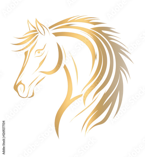 Wallpaper Mural Horsehead simple line art icon logo design in golden yellow color. Torontodigital.ca