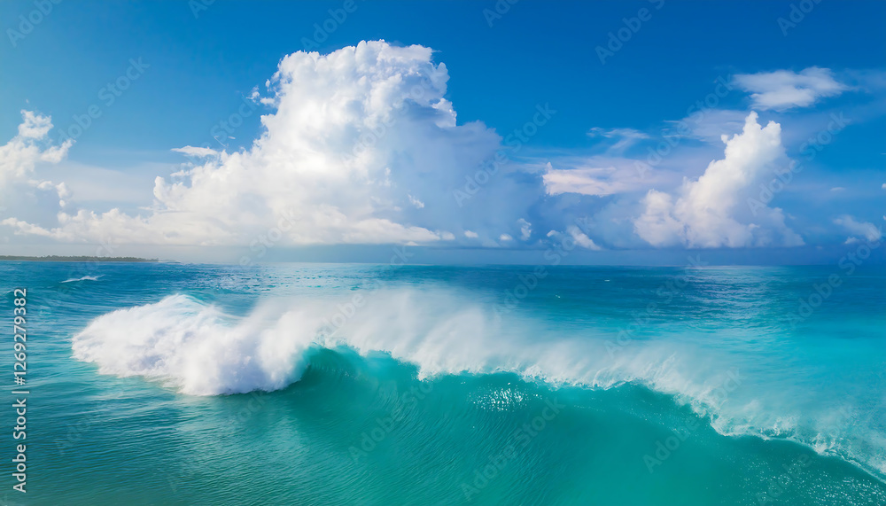 Fototapeta premium ocean waves and blue sky