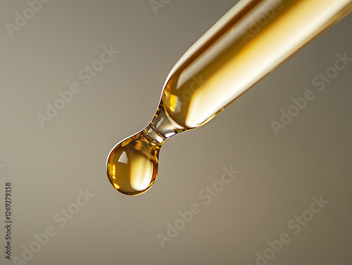 Aromatic Essential Oil Drop Falling from a Glass Pipette photo