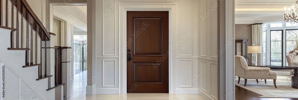 Fototapeta premium Elegant Dark Wood Interior Door In A Luxurious Home