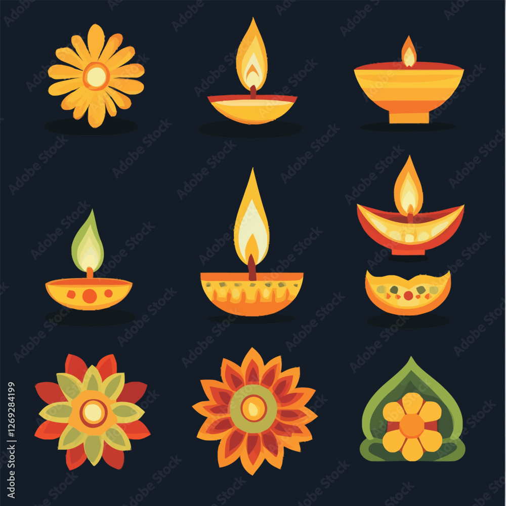 Beautiful Diwali decorations including diyas, rangoli, and candles. Beautiful Diwali decorations including diyas, rangoli, and candles.