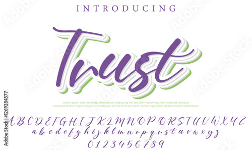 Trust Font Stylish brush painted an uppercase vector letters, alphabet, typeface