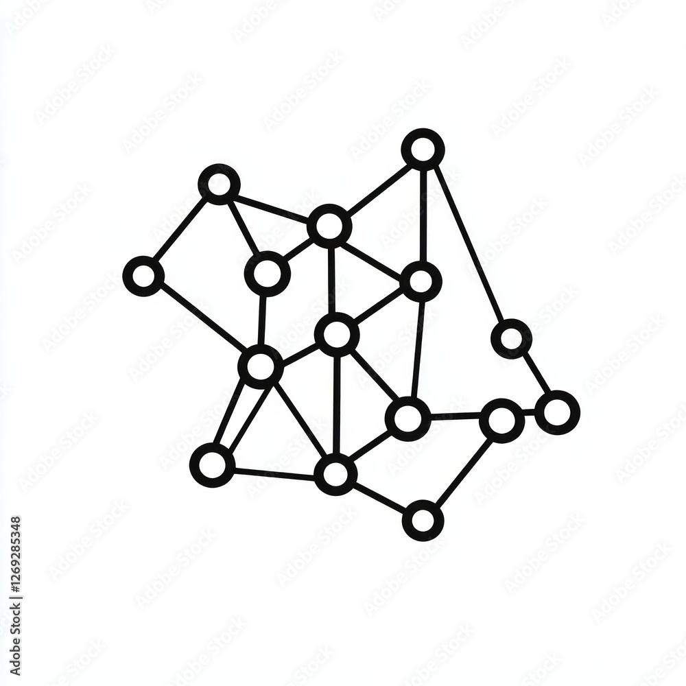 Abstract geometric network of connected nodes and lines on white background Abstract geometric network of connected nodes and lines on white background