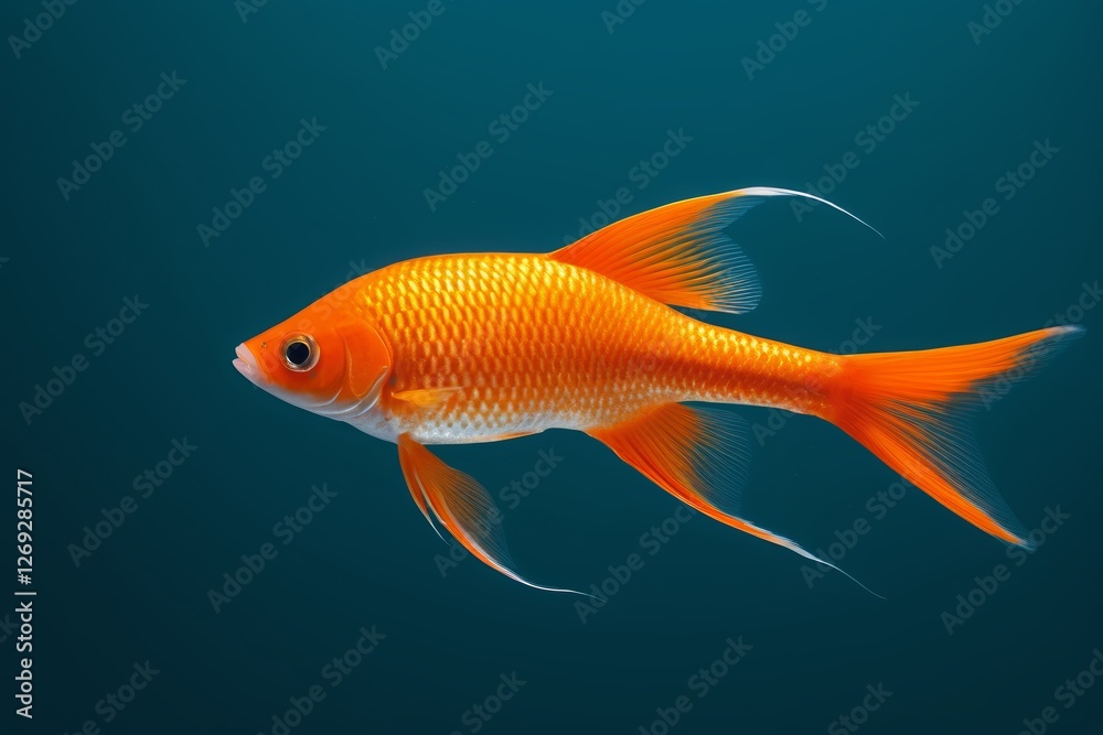 Fototapeta premium there is a goldfish swimming in the water with a blue background