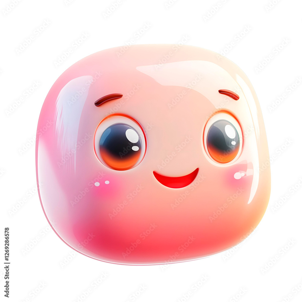 pink 3d shape with a smiling face friendly 3d character illustrations collection