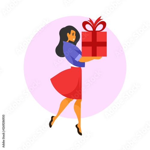 girl carrying big gift box