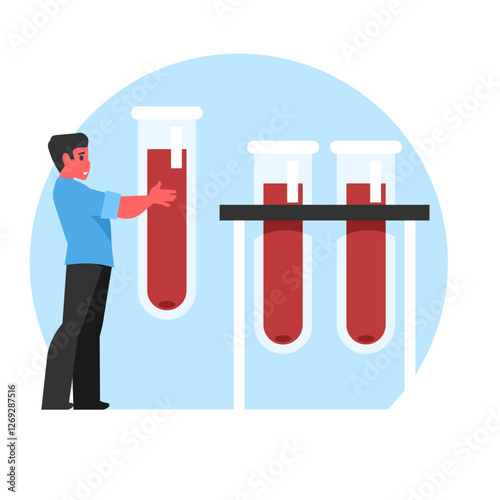 man carries blood for analysis