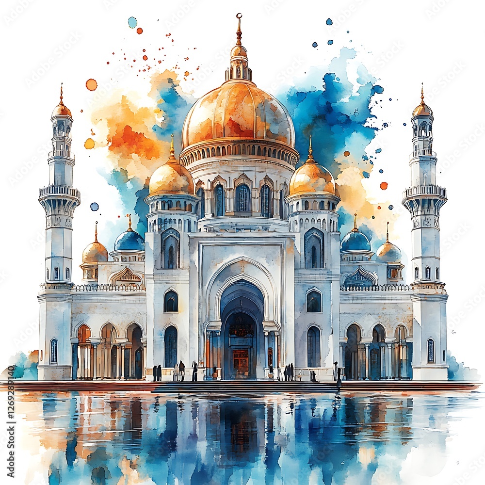 Fototapeta premium Mosque Painting Design Mosque Illustration Design Islamic Background