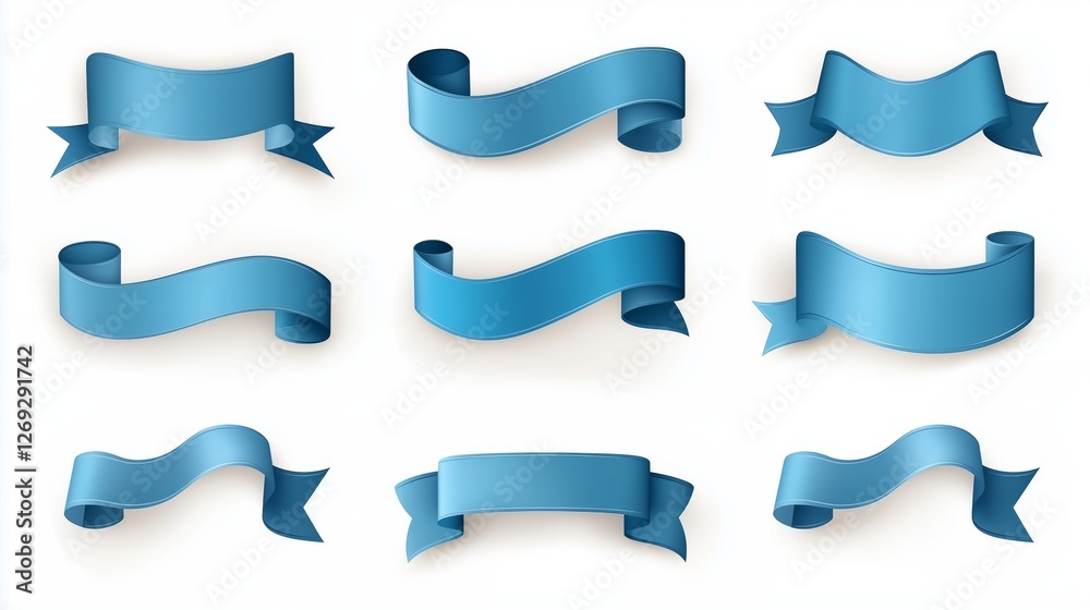 Set of blue ribbon labels on a white background. Set of blue ribbon labels on a white background.