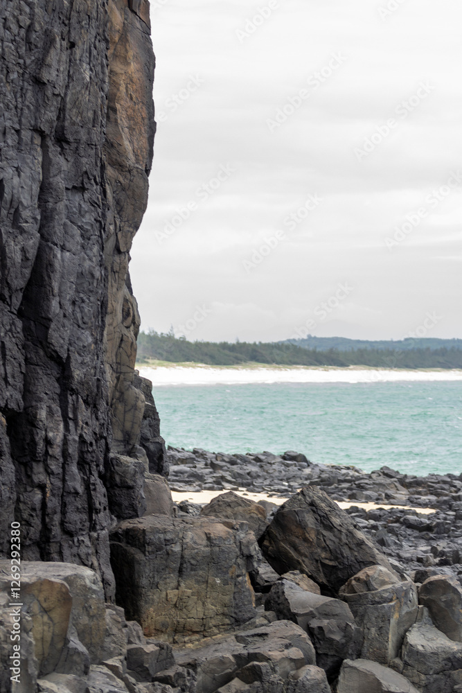 A view of the blue sea and distant islands peeking out from a corner at Ganh Den lighthouse in Phu Yen. A view of the blue sea and distant islands peeking out from a corner at Ganh Den lighthouse in Phu Yen.