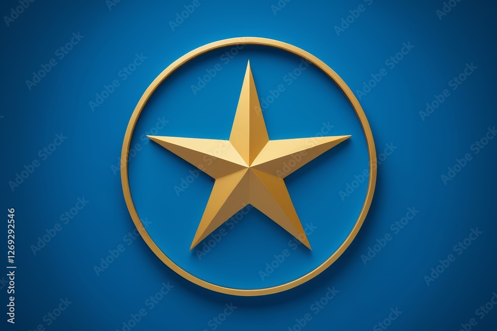 Obraz premium a close up of a star in a circle on a blue background