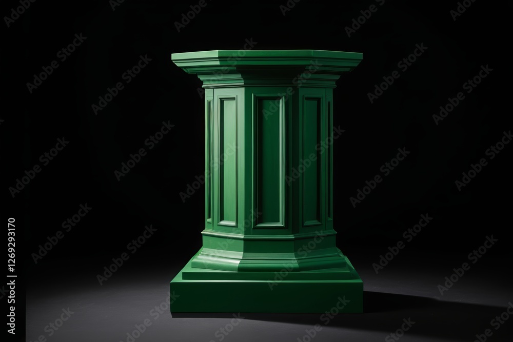 a close up of a green pedestal on a black background a close up of a green pedestal on a black background