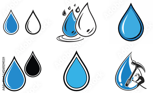 Blue Water Drop Icon Clean and Modern Liquid Droplet Vector Illustration