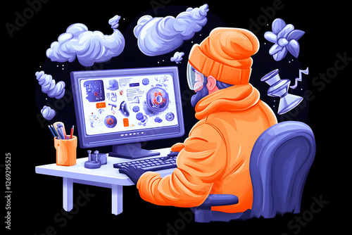 Designer Working on Digital Art Project photo