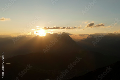 Panoramic view Hohe Munde  from Nordlinger hut on Karwendel Hohenweg, Austria photo