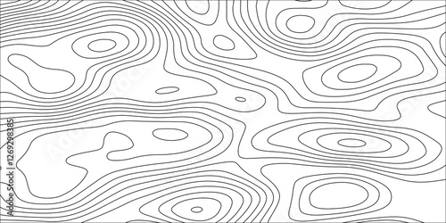 Abstract white contour wave lines topographic background, lines map seamless pattern, modern wallpaper texture and realistic design used for banner and posters, mountain relief geographic pattern.
