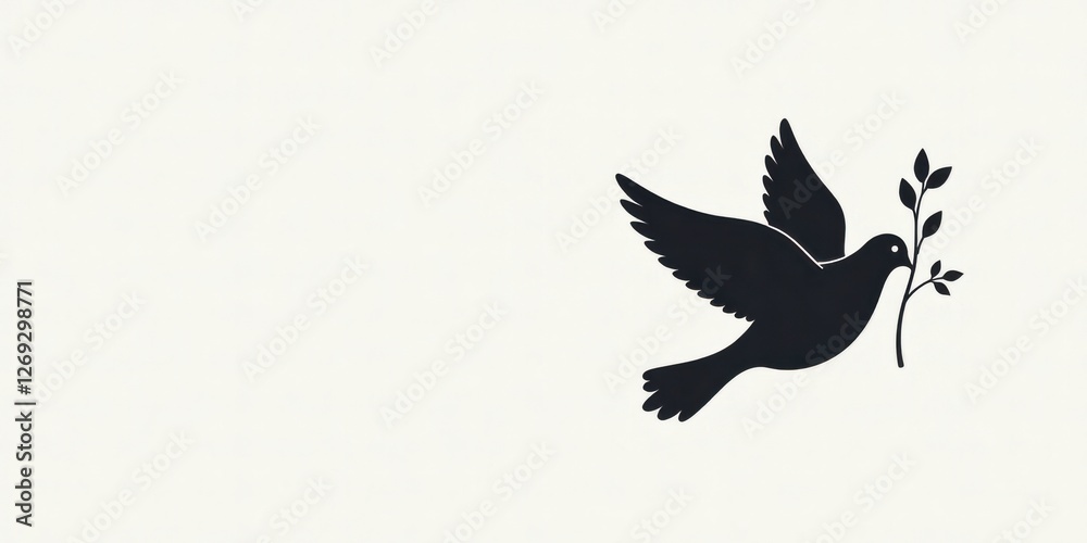 Obraz premium Serene Dove Silhouette with Olive Branch A Symbol of Peace and Tranquility