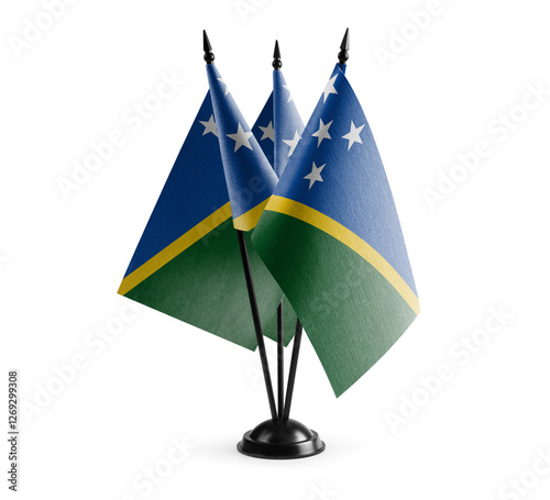 Small national flags of the Solomon on a white background photo