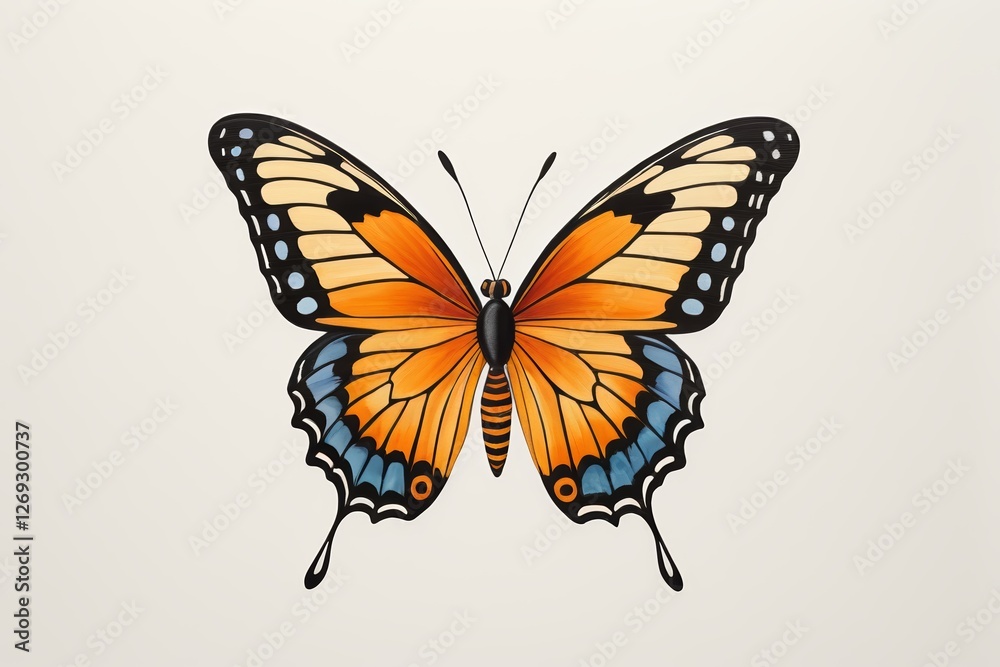 Fototapeta premium there is a butterfly that is painted on a white wall