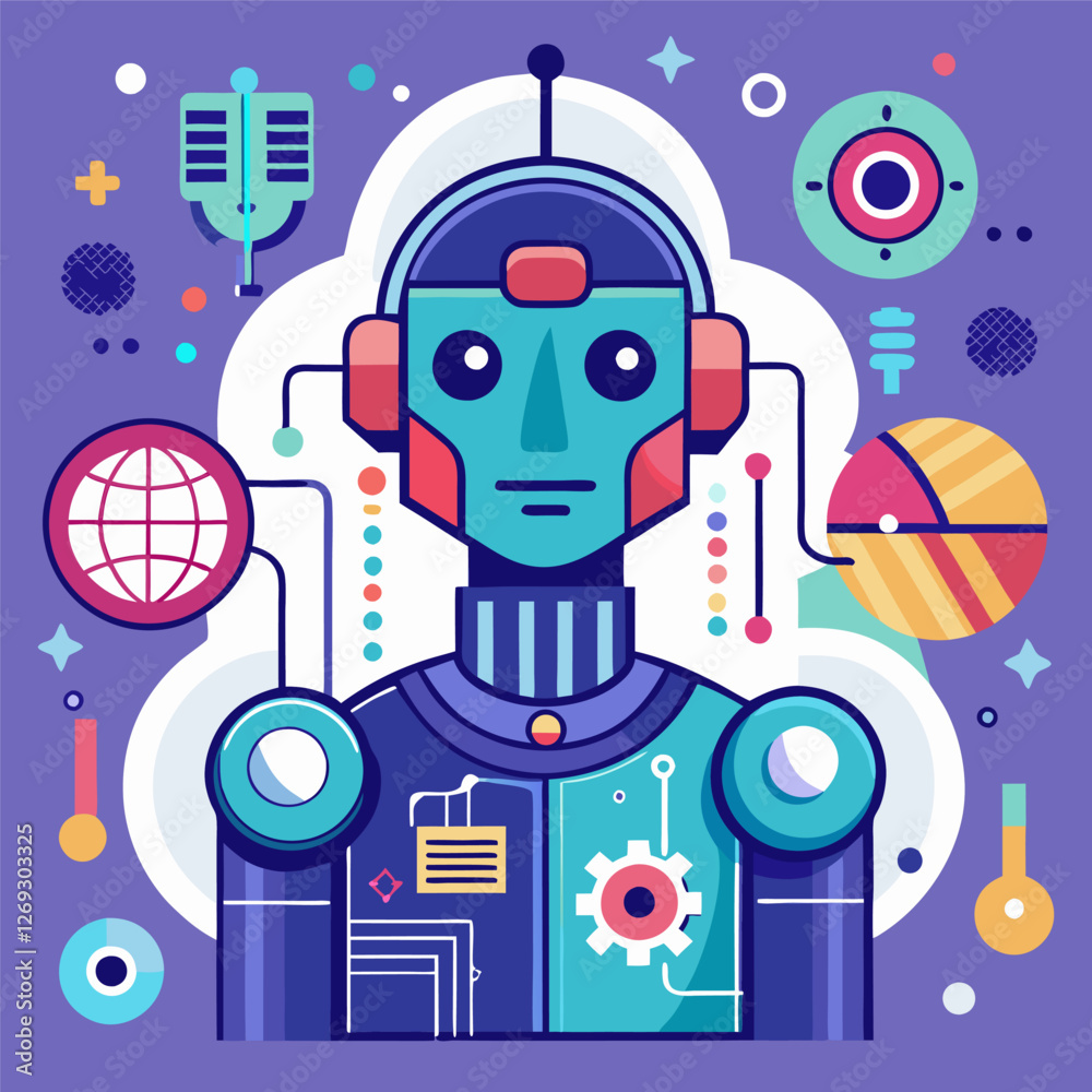 Fototapeta premium Futuristic AI Robot – Artificial Intelligence and Technology Concept