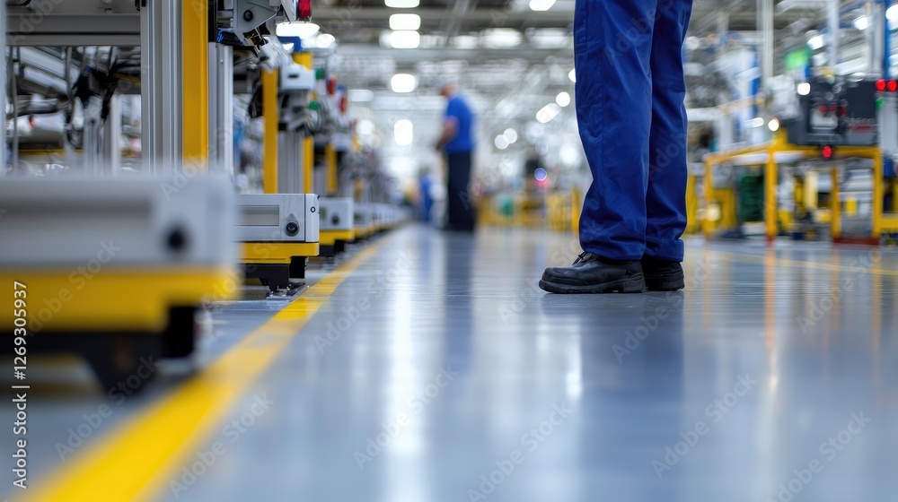Obraz premium Factory worker inspecting automated assembly line