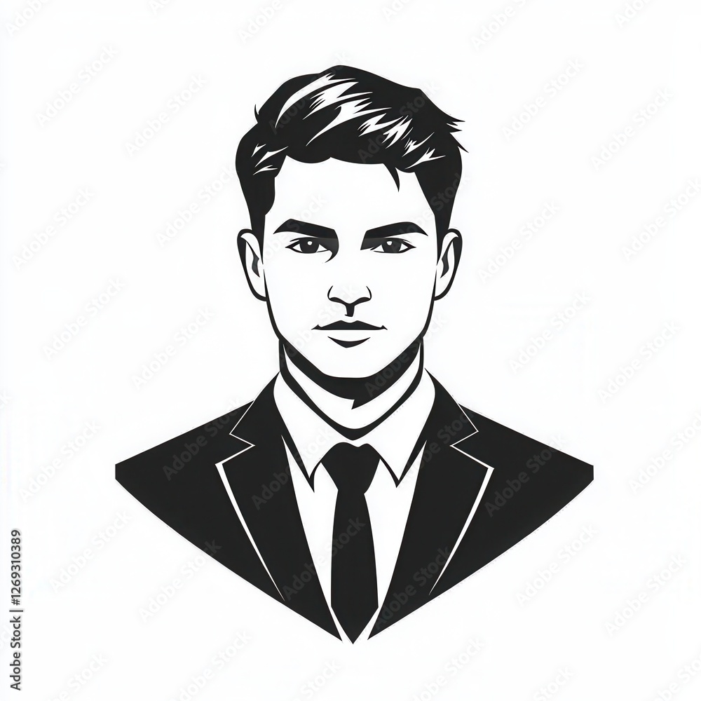 Stylish Young Businessman Portrait Monochrome Illustration Corporate Profile Executive Stylish Young Businessman Portrait Monochrome Illustration Corporate Profile Executive