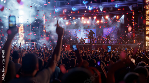 Vibrant concert hall with lively crowd and electrifying atmosphere photo